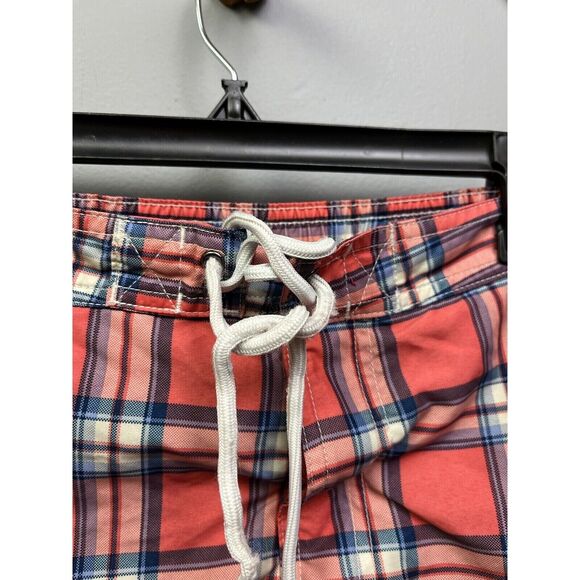 CHAPS Swim Trunks Mens XXL Coral Pink Plaid Board Shorts Mesh Liner‎ - Picture 5 of 8
